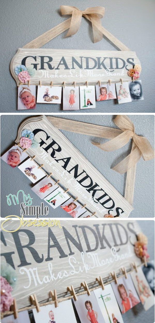 DIY Family Photo Display. Such a cute family photo display and it will be easy to