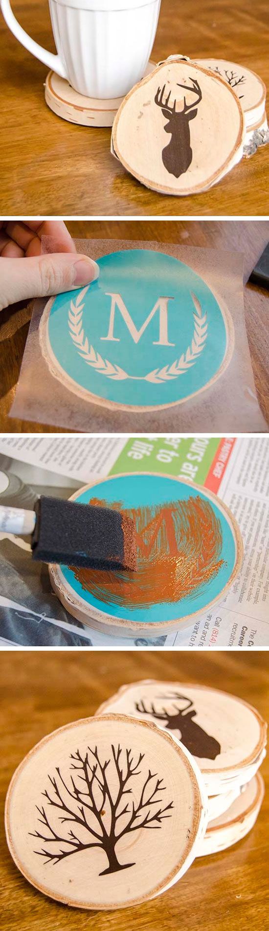DIY Painted Wood Slice Coasters | Click Pic for 29 DIY Christmas Gift Ideas for Me
