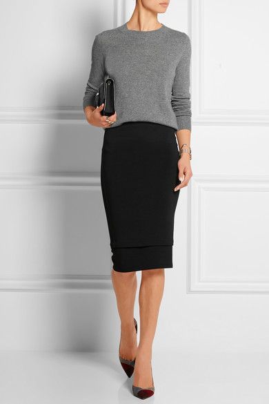 Donna Karan New York pencil skirt + gray top