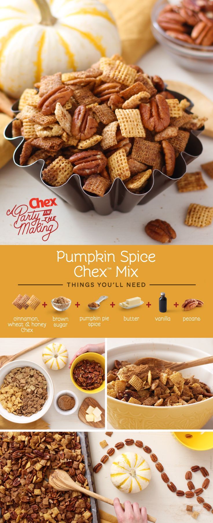 Don’t limit pumpkin spice to lattes! Homemade Pumpkin Spice Chex Mix has all the