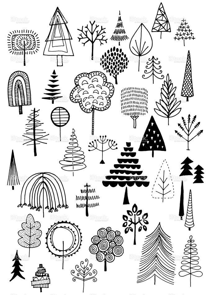 Doodle trees vector illustration
