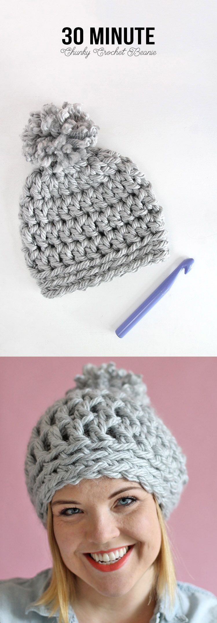 Easy Chunky Crochet Beanie – a 30 minute hat! Free pattern from Persia Lou