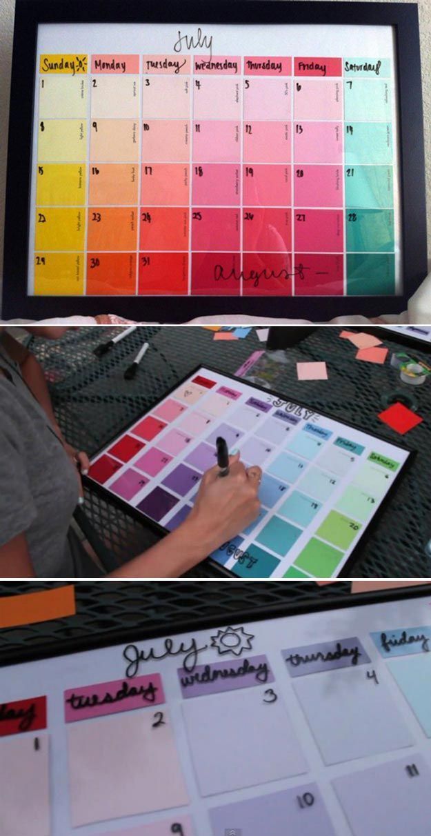 Easy DIY Project and Crafts for Teen Bedroom | Paint Chip Calendar by DIY Ready at