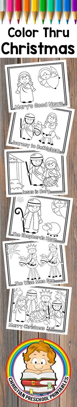 Free Early Reader Color Through the Christmas Story.  Nativity Story Coloring Page