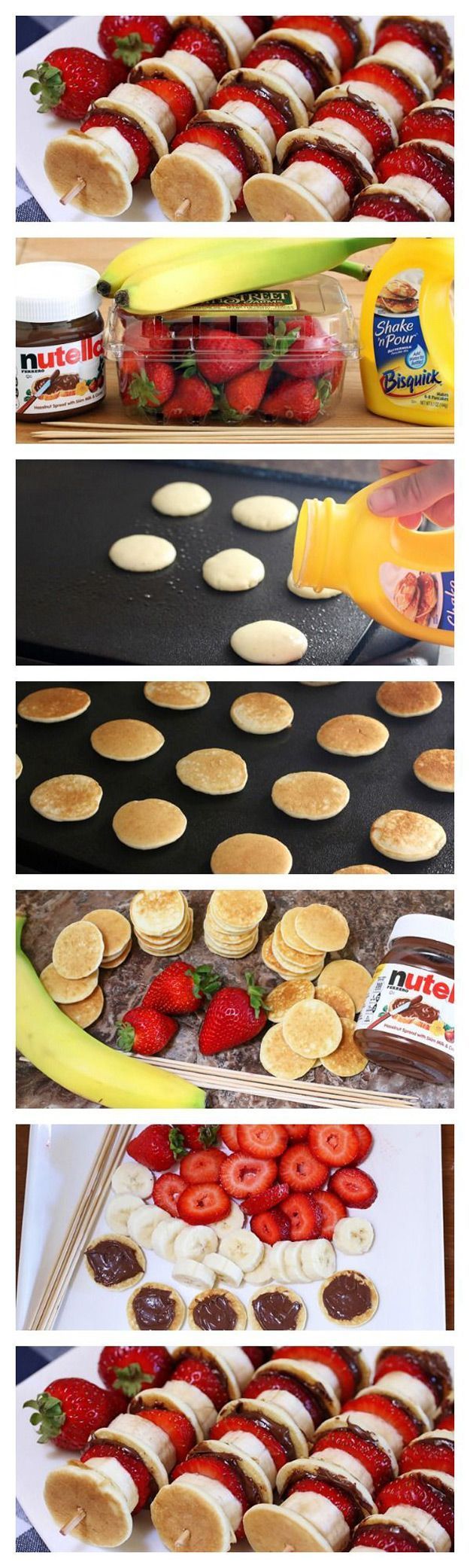Fun and Healthy Party Food for Kids | Nutella Mini Pancake Kabobs by DIY Ready at