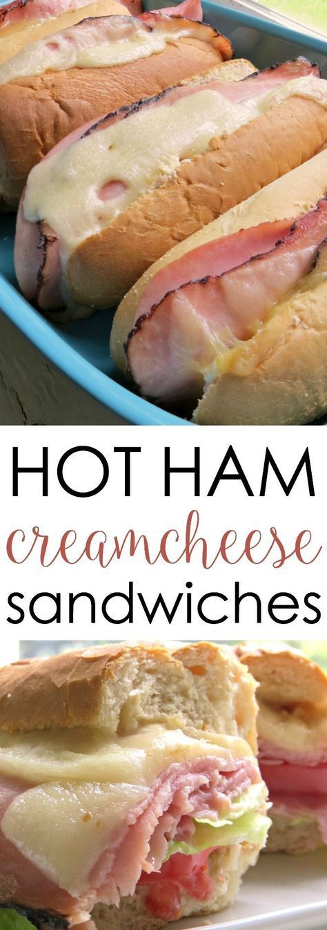 Garden vegetable cream cheese takes these ordinary hot ham and cheese sandwiches t