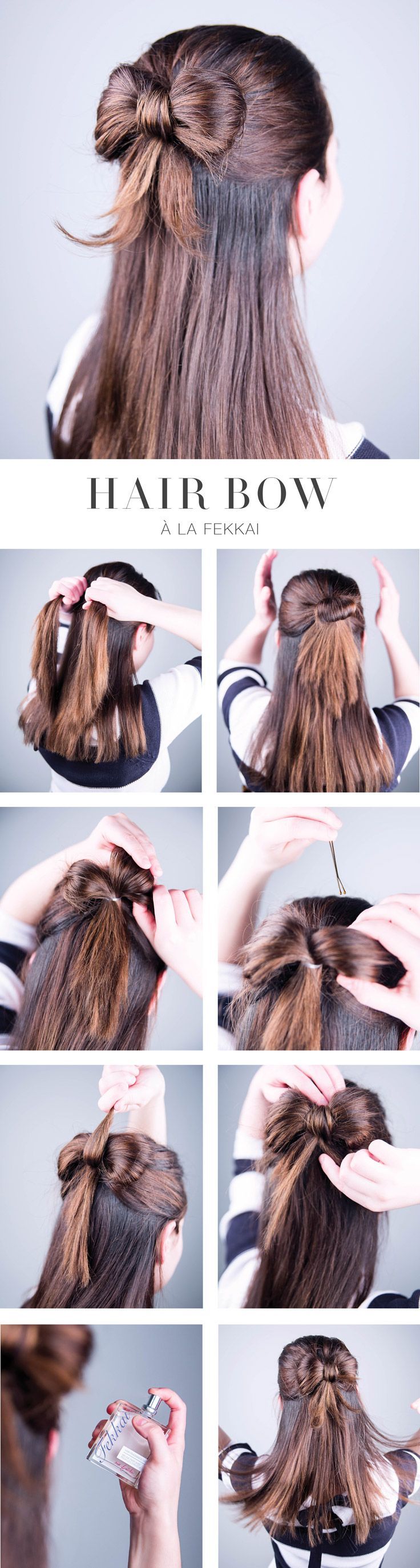 Hair Bow How To: 1. Grab an even section of hair just above your ears. 2. Secure w
