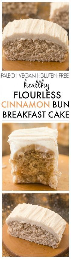 Healthy Flourless Cinnamon Bun Breakfast Cake- Fluffy and filling on the inside ye