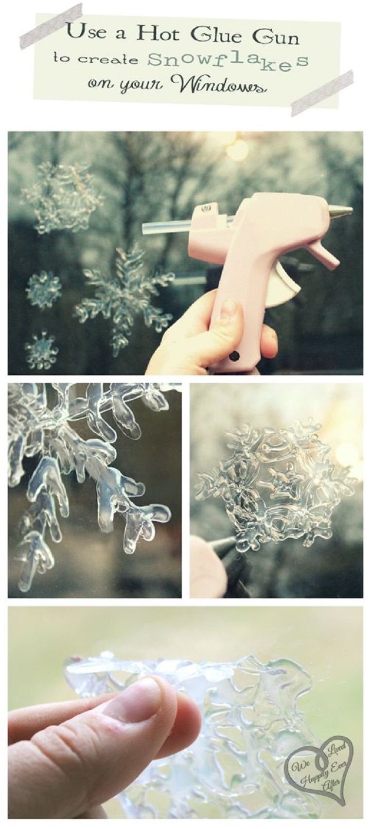 Hot Glue Snowflakes for Your Windows – 15 Beautiful DIY Snowflake Decorations for