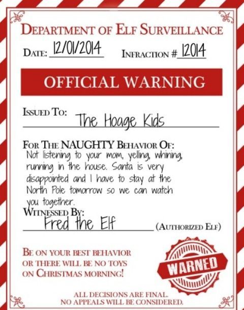 If your Elf on the Shelf visits during the holidays, this elf warning for naughty
