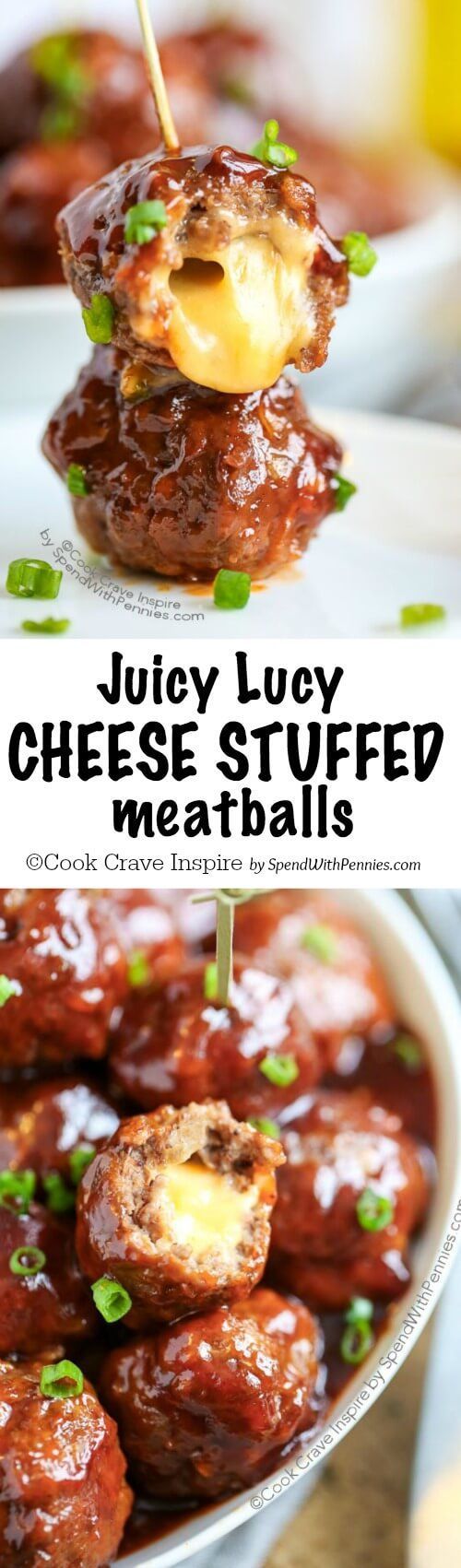 Juicy Lucy meatballs! These are of of my favorite game day appetizers! Gooey chees