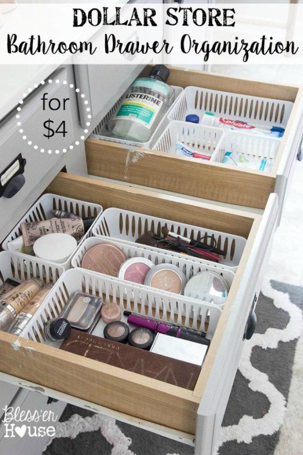 Keep drawers organized with super cheap bins from the dollar store!