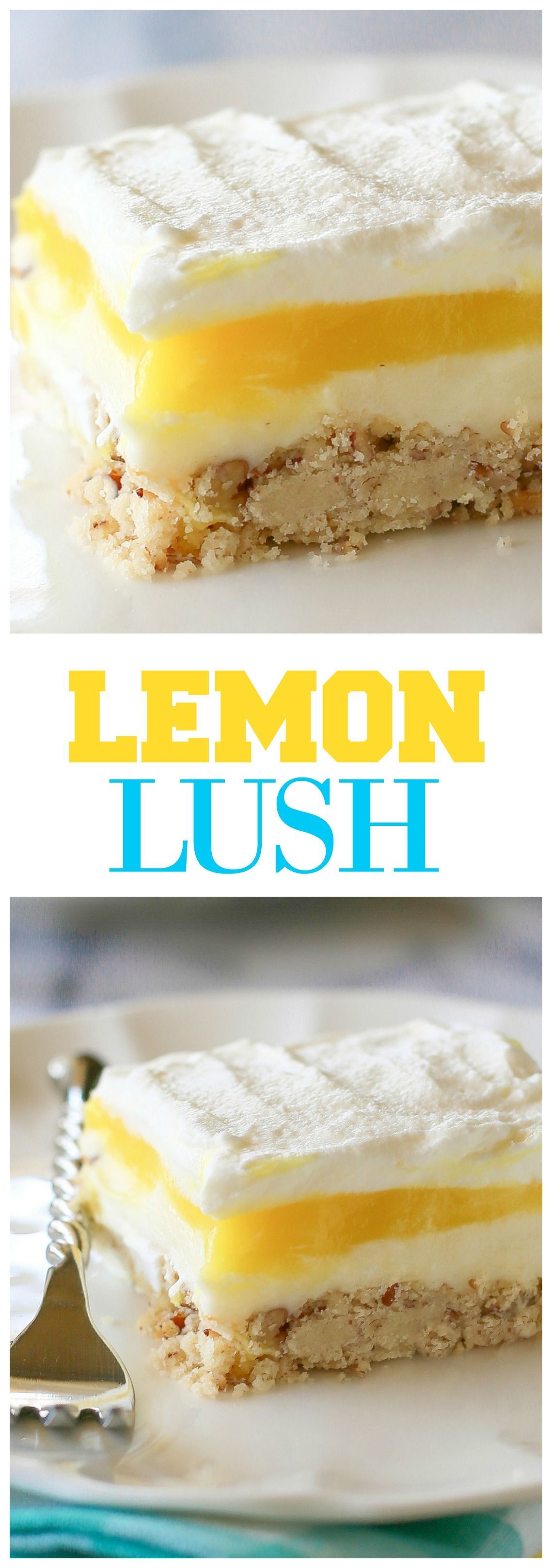 Lemon Lush – a light and refreshing lemon dessert with a shortbread crust. the-gir