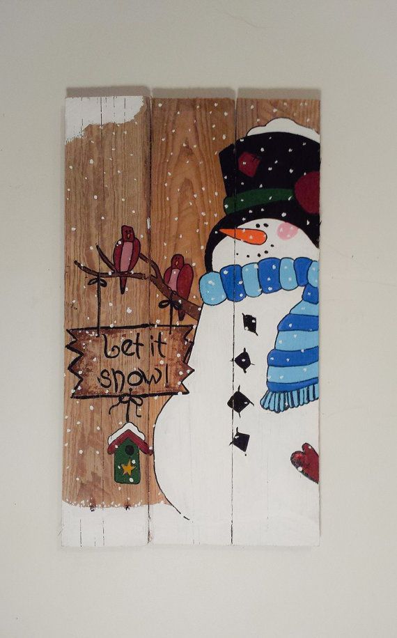 Let it Snow  Snowman Winter Pallet Sign