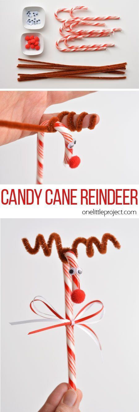 Look at these adorable and easy Candy Cane Reindeer craft idea stayingclosetohom..