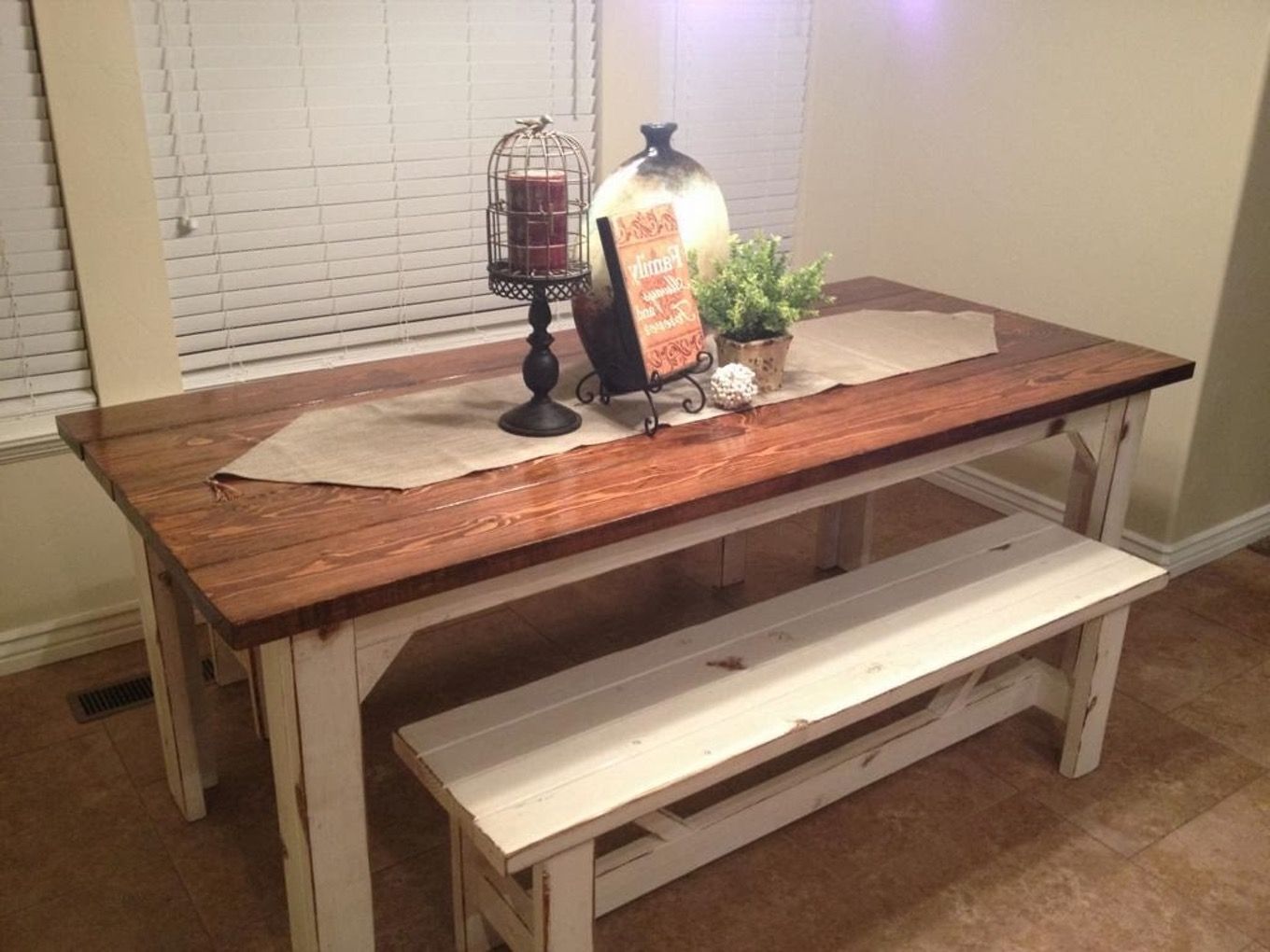 Kitchen Table With Bench And Chairs Dinette Farmhouse ... -   Farmhouse table with bench Ideas