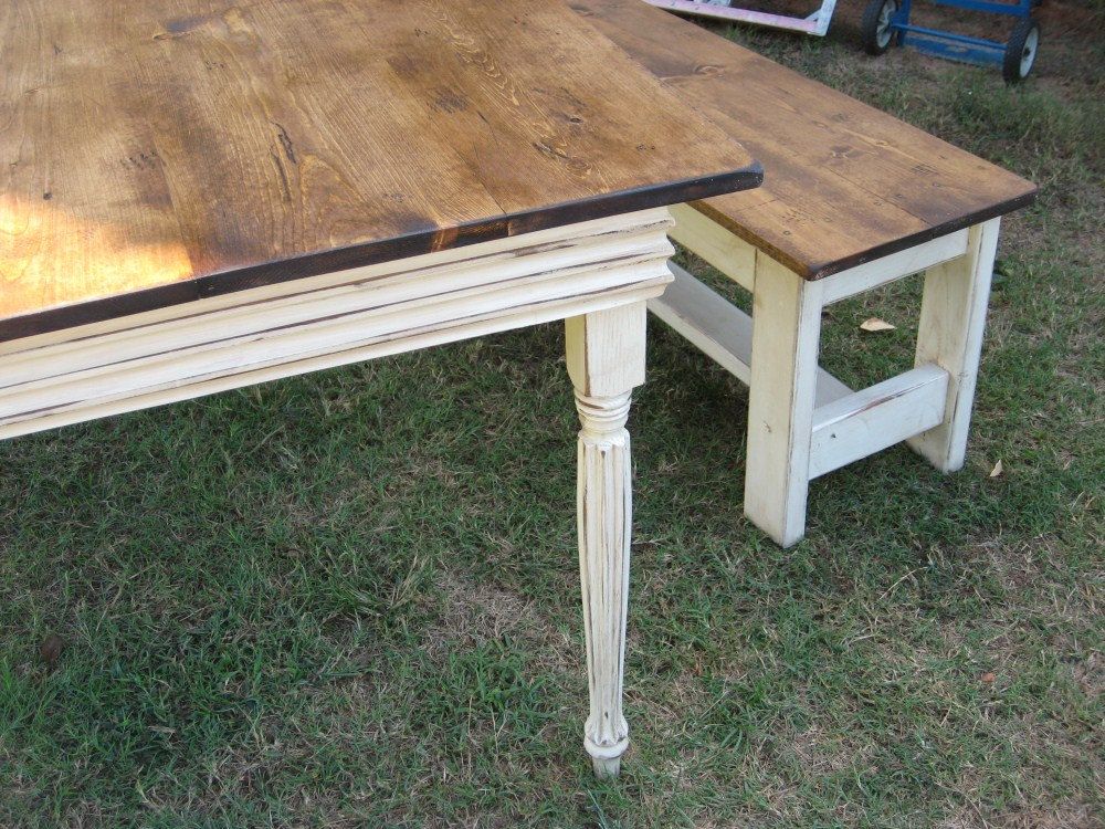 FARMHOUSE DINING TABLE and benches -   Farmhouse table with bench Ideas