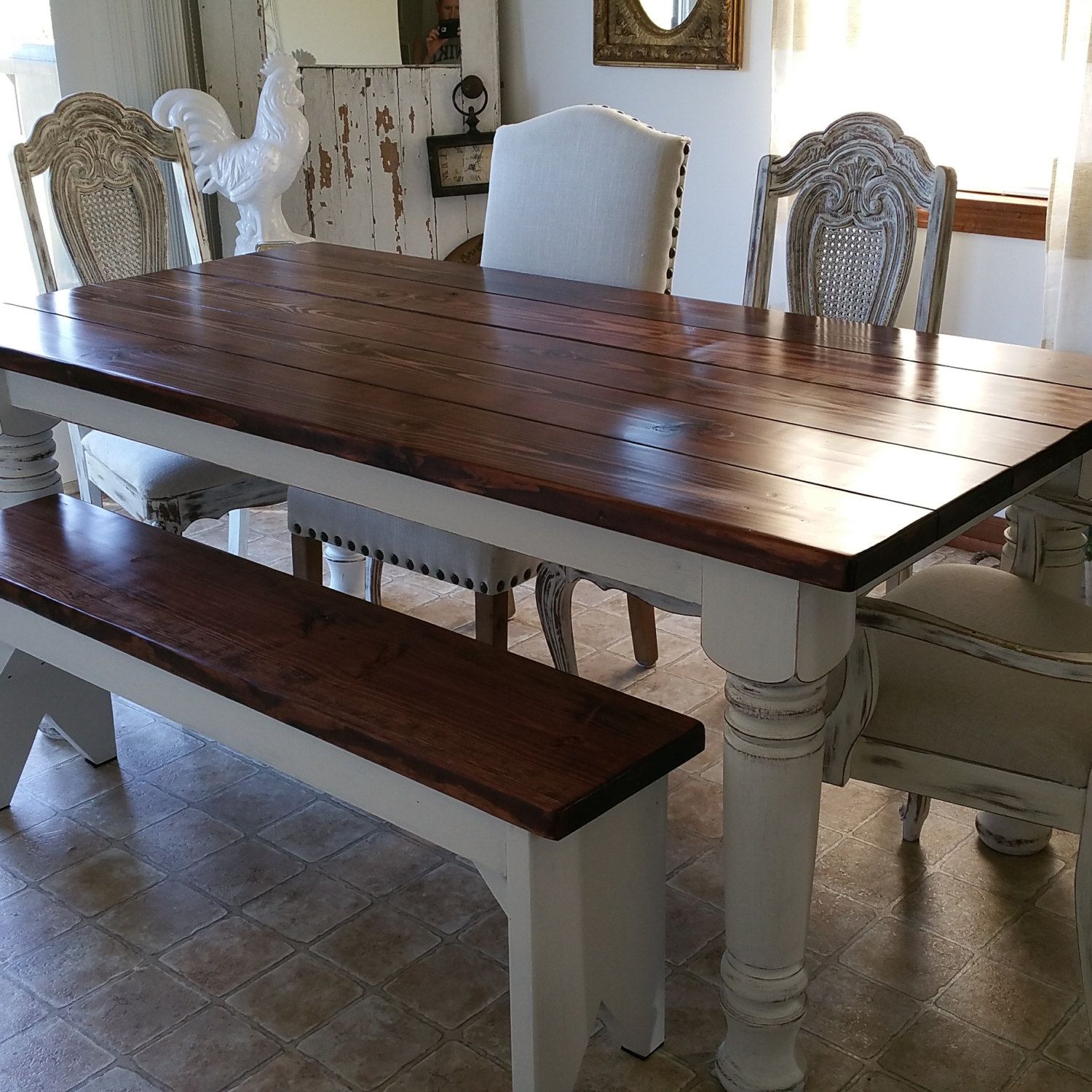 Farmhouse Dining Table with Bench -   Farmhouse table with bench Ideas