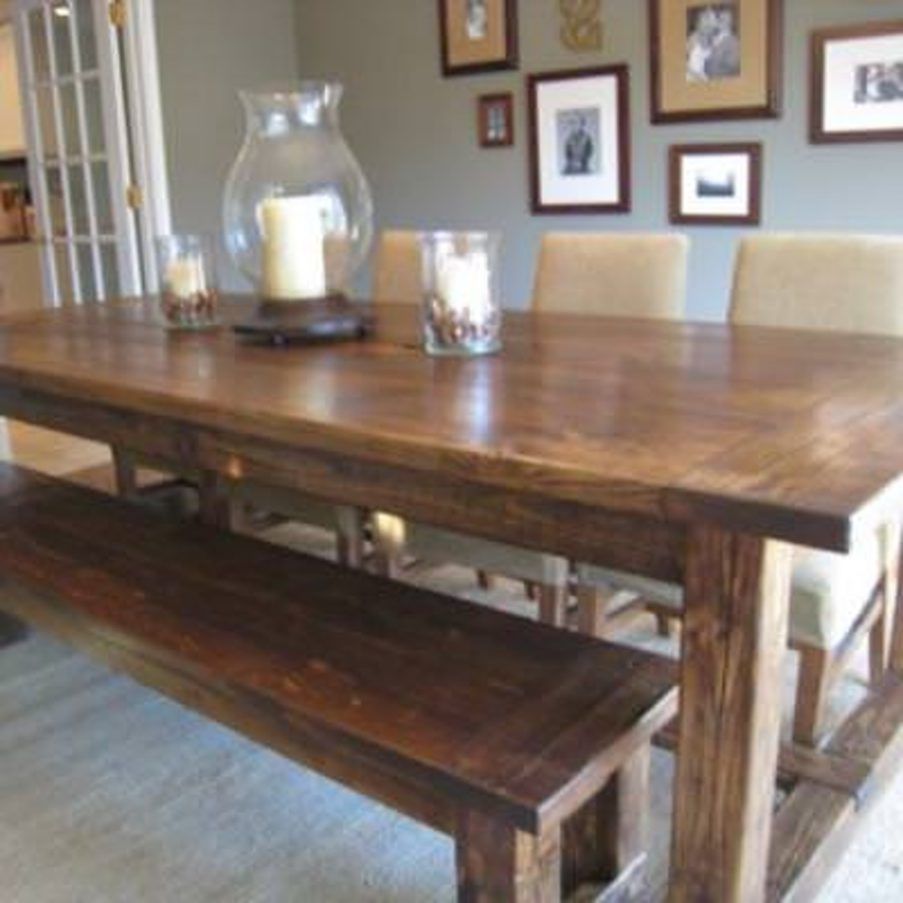 Farmhouse Dining Bench Rustic Kitchen Table With Black ... -   Farmhouse table with bench Ideas
