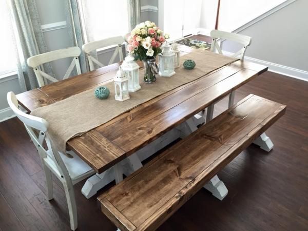 Farmhouse table with bench Ideas
