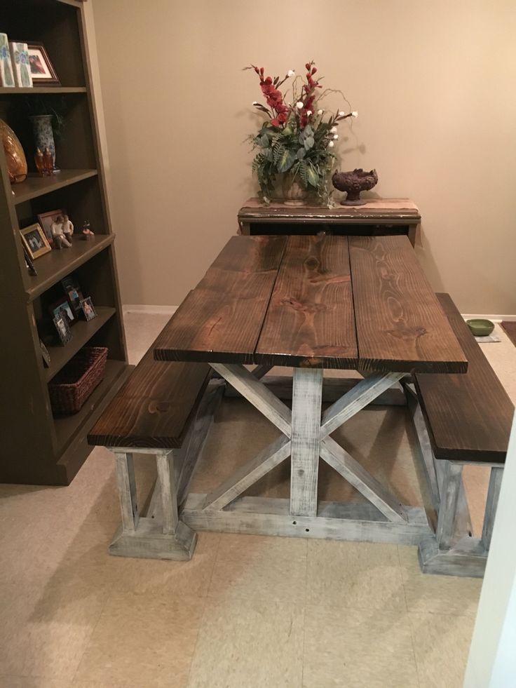 Farmhouse tabletop ideas -   Farmhouse table with bench Ideas