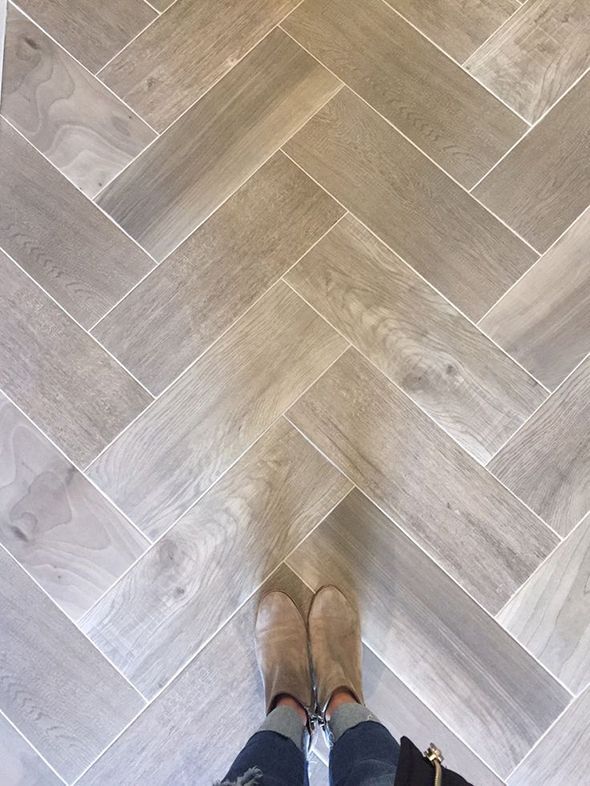 Love wood tile in a herringbone pattern. Such a great look and SO DURABLE! (@Floor