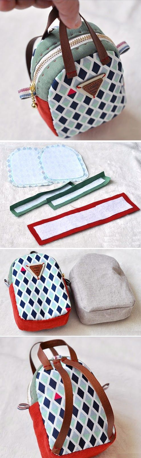 Make a Mini Back Pack Coin Purse and Key Chain. Sewing Tutorial in Pictures. www.h