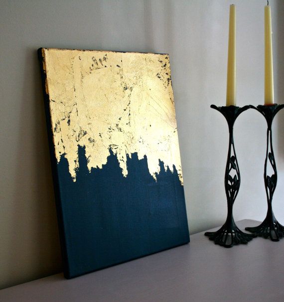 Midnight Gold | Gold Leaf Painting | Modern Art | Acrylic Painting | Shabby Chic A