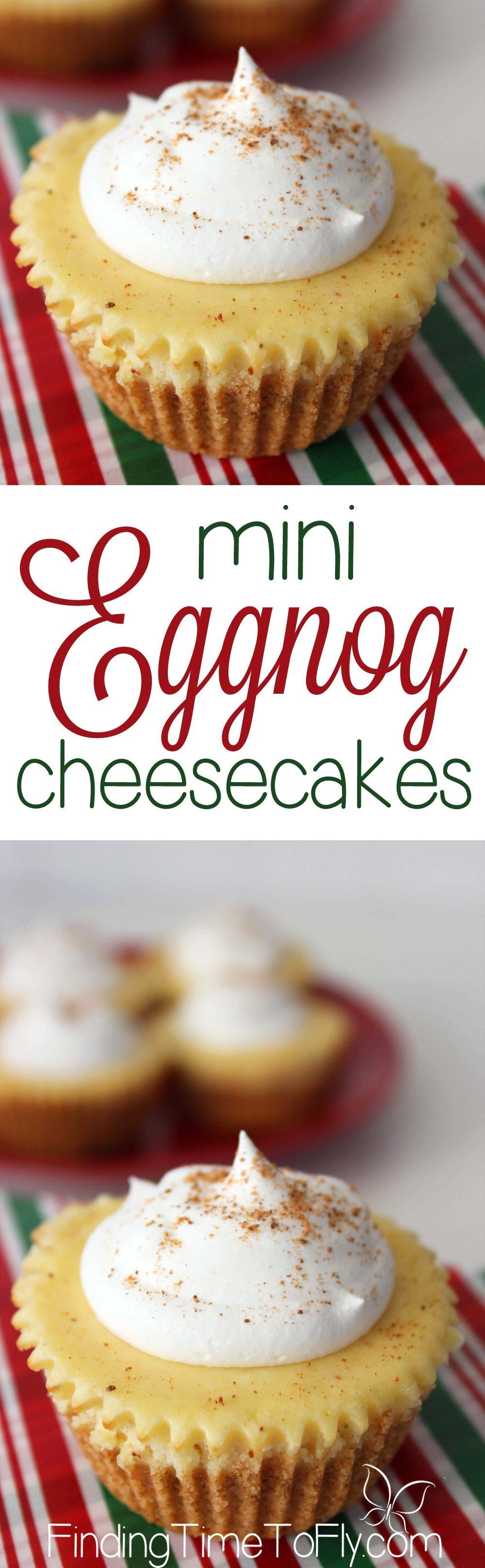 Mini Eggnog Cheesecakes are cute, creamy, delicious, simple to make, and perfect f