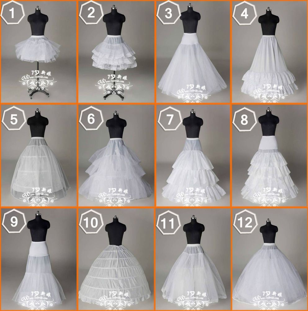 New 12 Styles Wedding Bridal/Hoops/Hoopless Petticoat Slips Underskirt Crinoline i