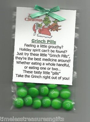 NEW Grinch Pills Chocolate Candy Stocking Stuffer Novelty Gag Gift Humbug