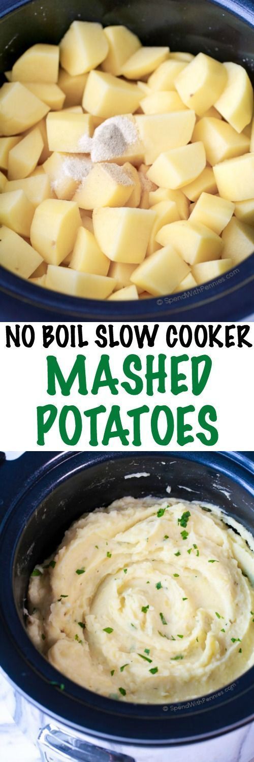 No Boil Slow Cooker Mashed Potatoes. Velvety rich mashed potatoes cooked in the sl