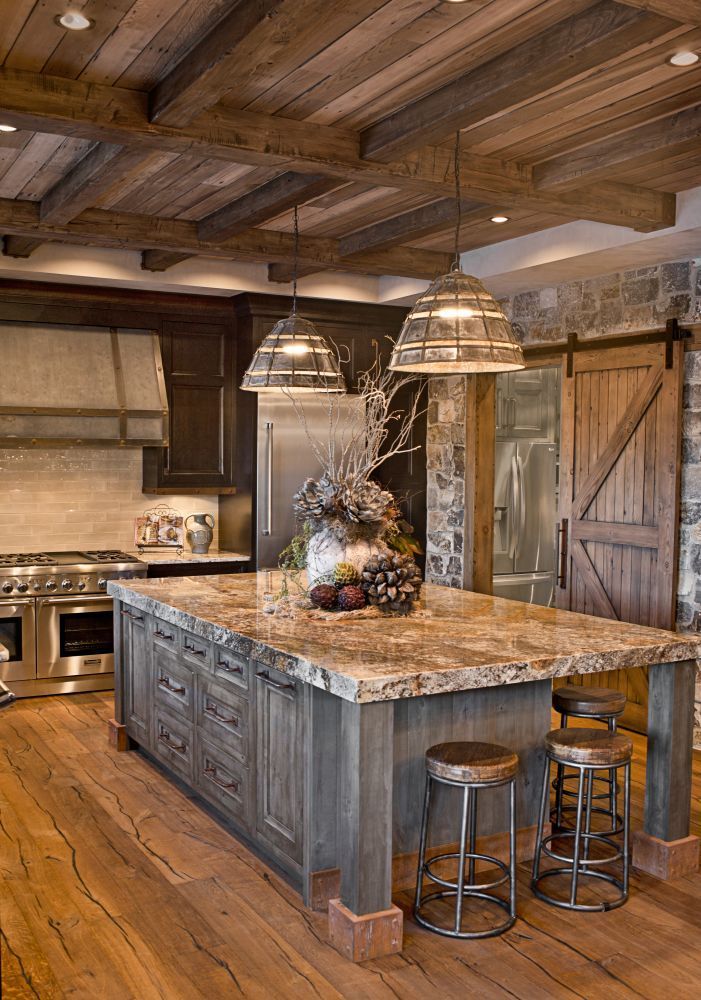 oversized island; custom cabinetry; kitchen cabinets; distressed; rustic; glazed;