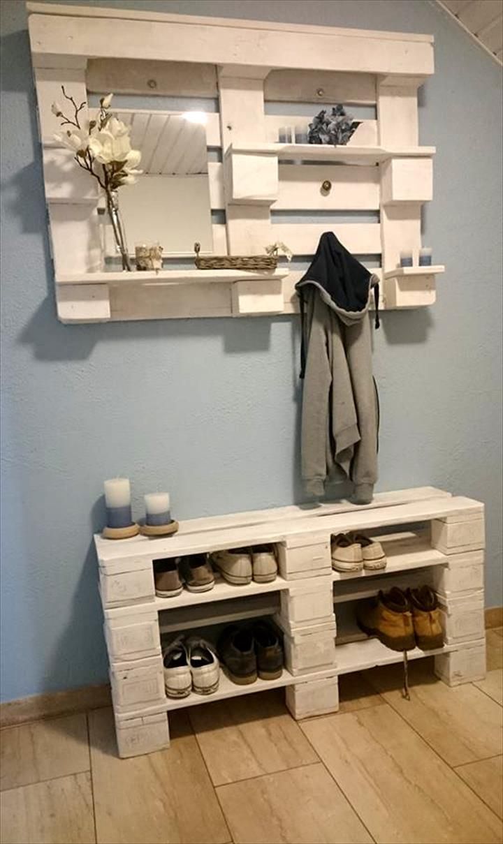 Pallet Storage Ideas for the Entrance | 101 Pallet Ideas