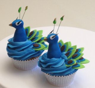 Peacock color cupcakes Ideas