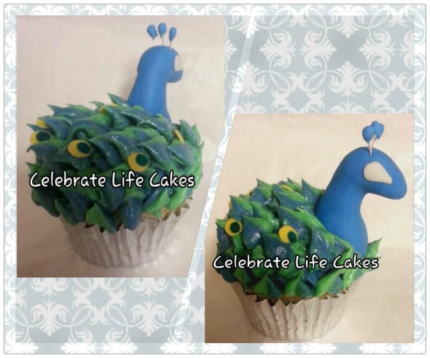 Peacock color cupcakes Ideas