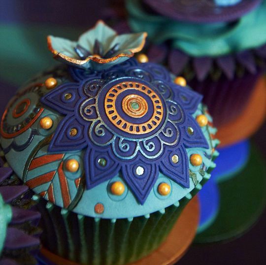 Peacock color cupcakes Ideas