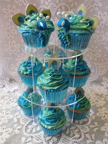 Peacock color cupcakes Ideas