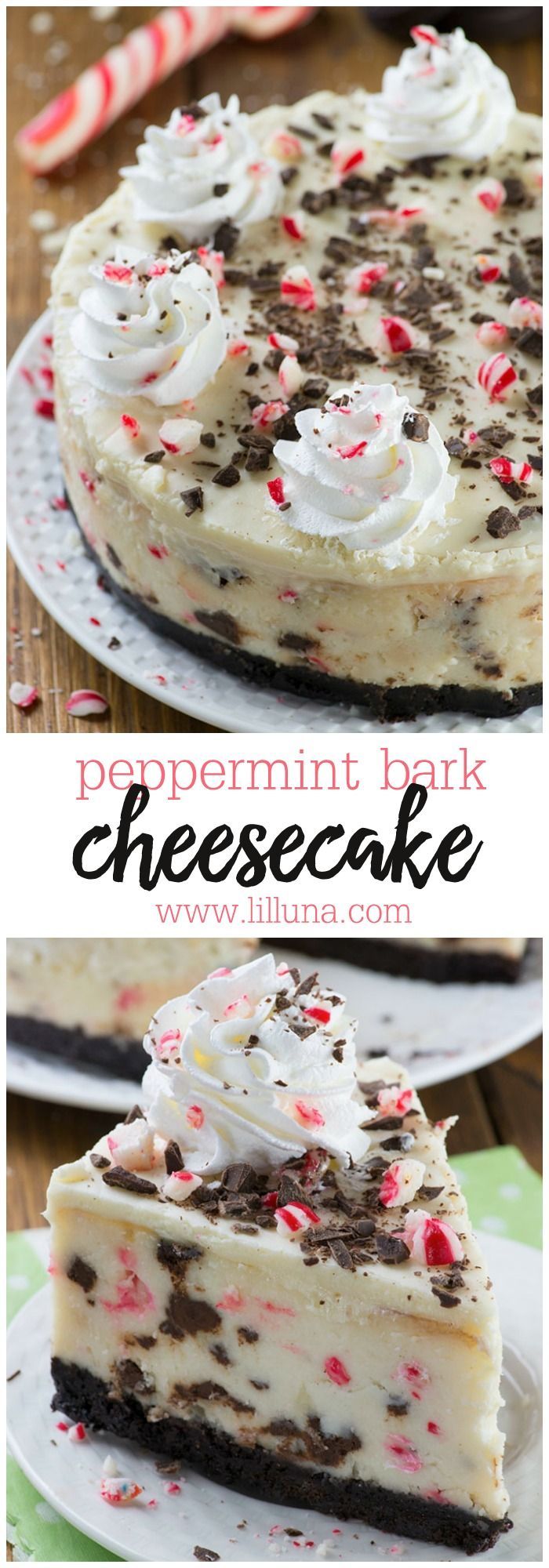 Peppermint Bark Cheesecake – It has three delicious layer-Oreo crust, creamy chees