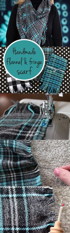 Perfect handmade gift for the holidays! DIY a flannel and fringe scarf that any gi