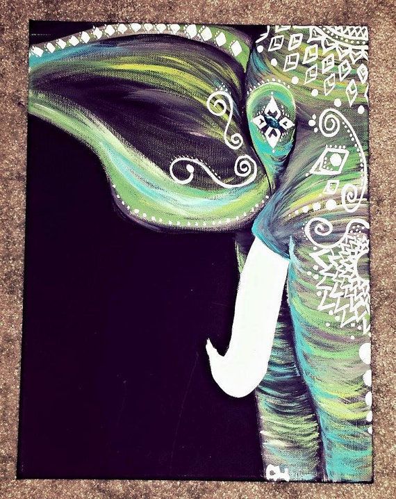 Personalizado pintado bohemio los elefantes con estampados tribales y acentos de n