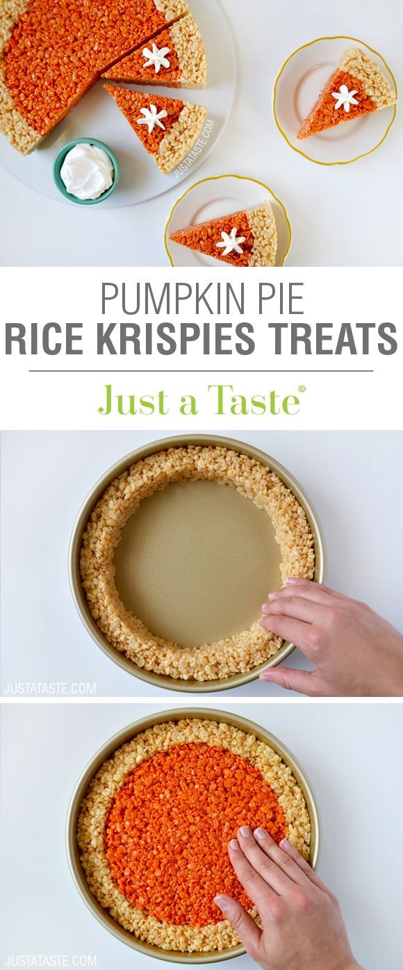 Pumpkin Pie Rice Krispies Treats recipe via justataste.com | A quick and easy holi