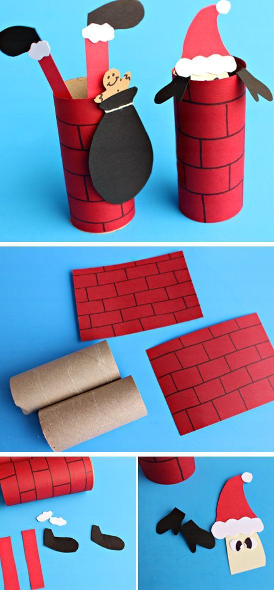 Santa Going Down a Toilet Paper Roll Chimney | Click Pic for 20 DIY Christmas Deco