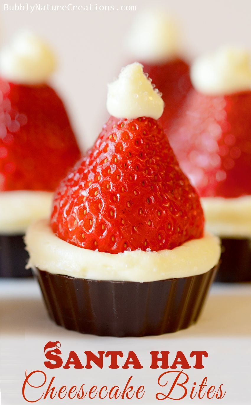 Santa Hat Cheesecake Bites! No bake and super easy to make!