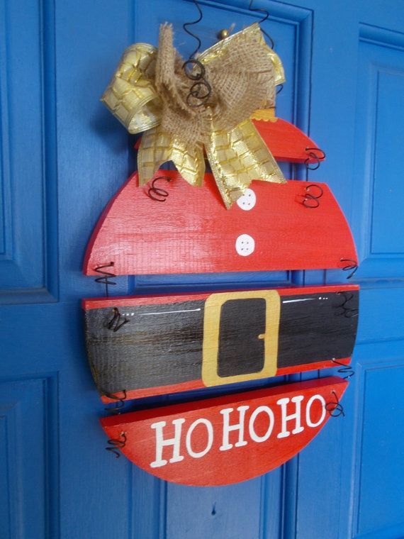Santa Sign HO HO HO Santa Wood Ornament by kathleenmelville1
