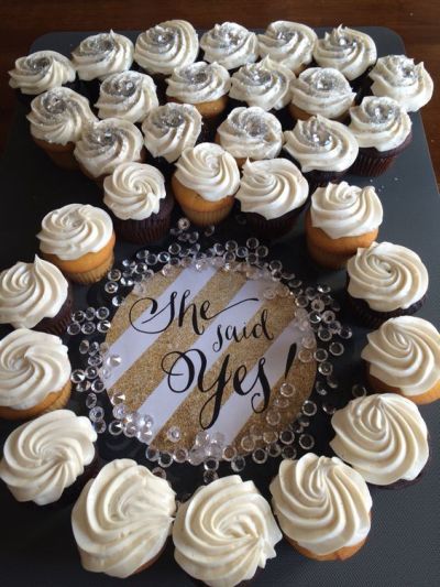 Say yes to a cupcake engagement ring. See more bridal shower cake ideas at www.one