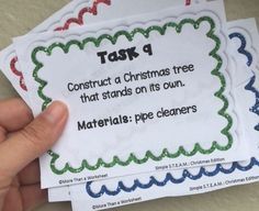 Simple STEAM Christmas tasks that can be completed with basic materials. Four free