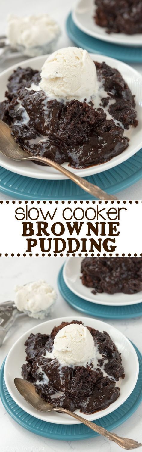 Slow Cooker Brownie Pudding – this easy recipe is so gooey and chocolatey! It