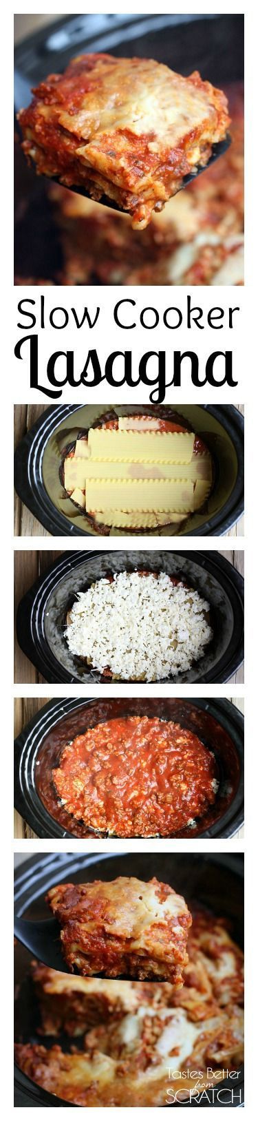 Slow Cooker Lasagna is so easy and yummy! You don’t even have to cook the noodles!