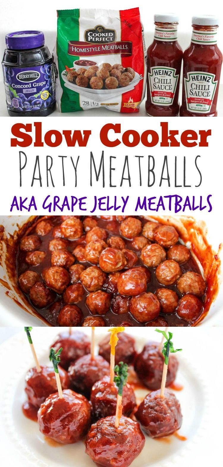 Slow Cooker Party Meatballs Recipe – Also known as Grape Jelly Meatballs, this rec